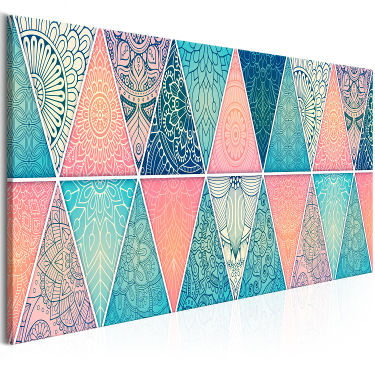 Canvas Oriental Triangles (1-part) Narrow - Mosaic Style Mandala 108014 additionalImage 2