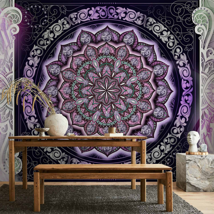 Wall Mural Stained glass in violets - abstract Mandala in patterns on a background of ornaments 108214 additionalImage 6