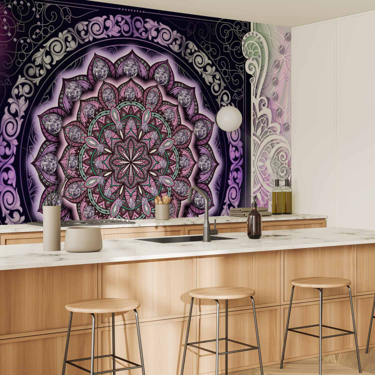 Wall Mural Stained glass in violets - abstract Mandala in patterns on a background of ornaments 108214 additionalImage 7