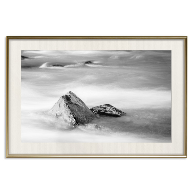 Wall Poster Stone in water - simple black and white seascape 114914 additionalImage 19