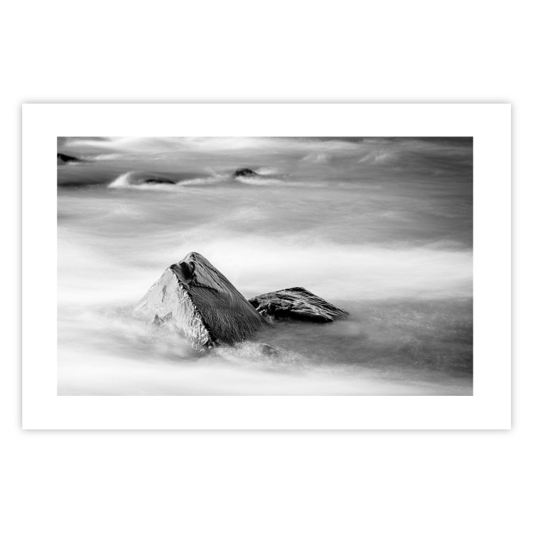 Wall Poster Stone in water - simple black and white seascape 114914 additionalImage 25