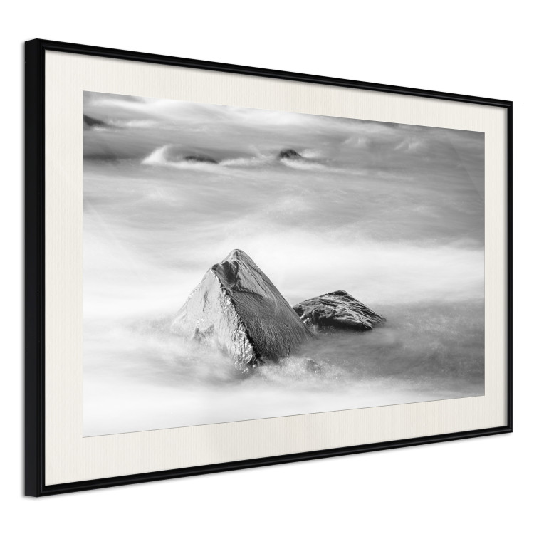 Wall Poster Stone in water - simple black and white seascape 114914 additionalImage 3