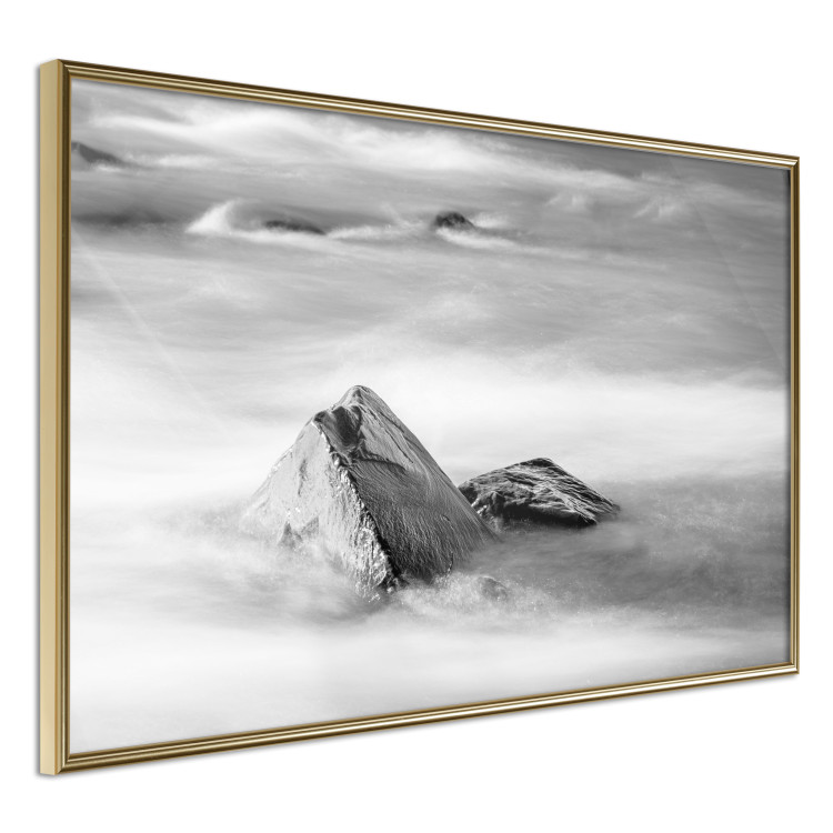 Wall Poster Stone in water - simple black and white seascape 114914 additionalImage 14