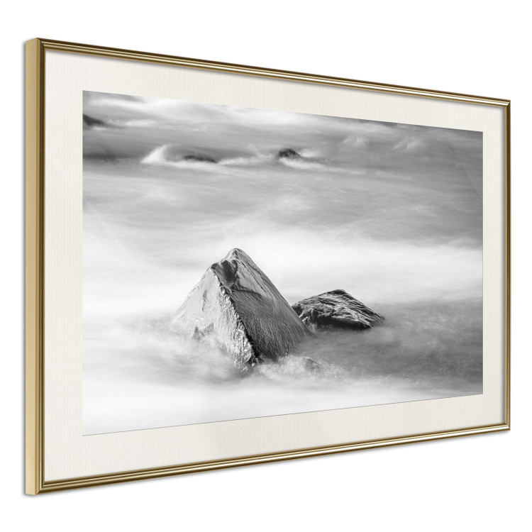 Wall Poster Stone in water - simple black and white seascape 114914 additionalImage 2
