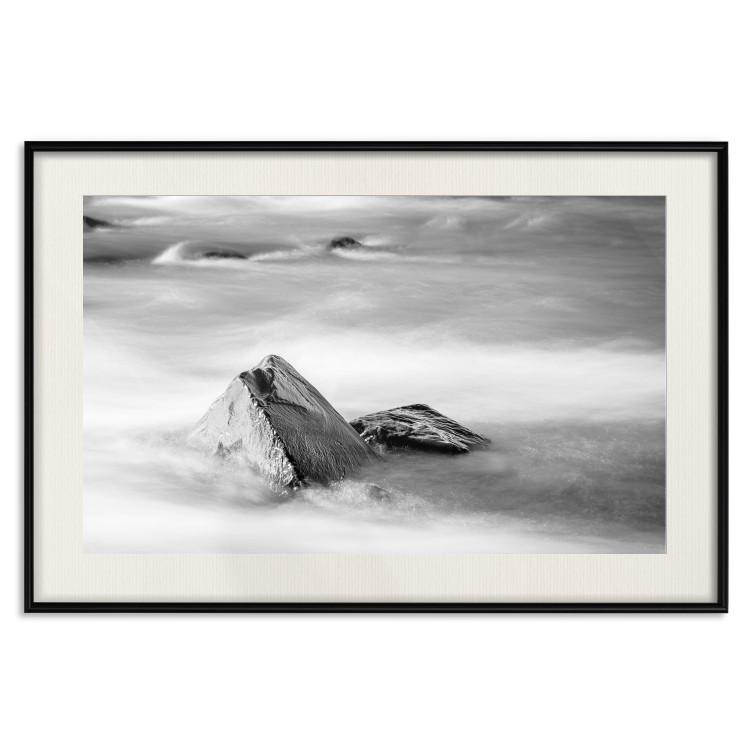Wall Poster Stone in water - simple black and white seascape 114914 additionalImage 18