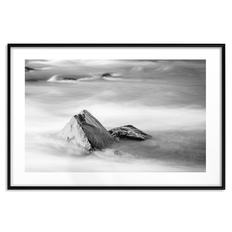 Wall Poster Stone in water - simple black and white seascape 114914 additionalImage 17