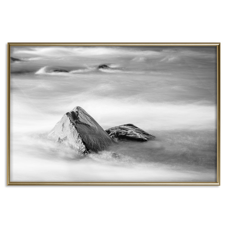 Wall Poster Stone in water - simple black and white seascape 114914 additionalImage 20