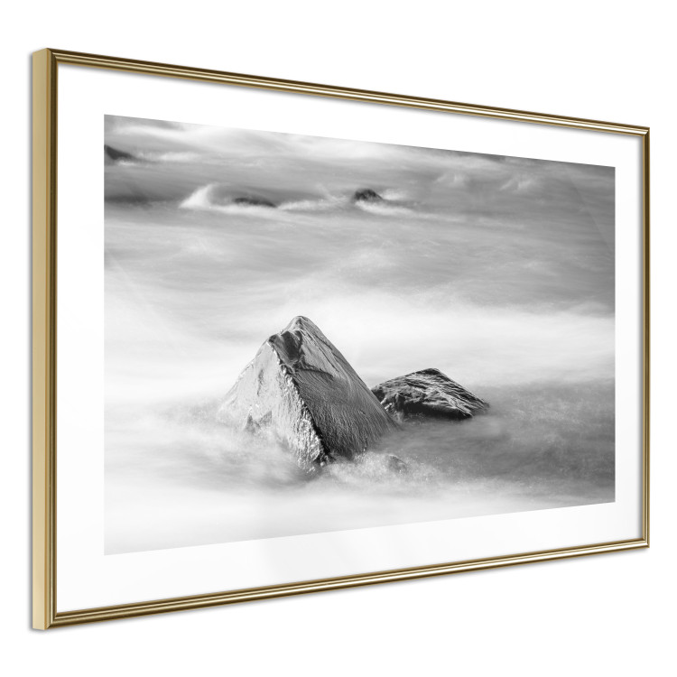 Wall Poster Stone in water - simple black and white seascape 114914 additionalImage 8