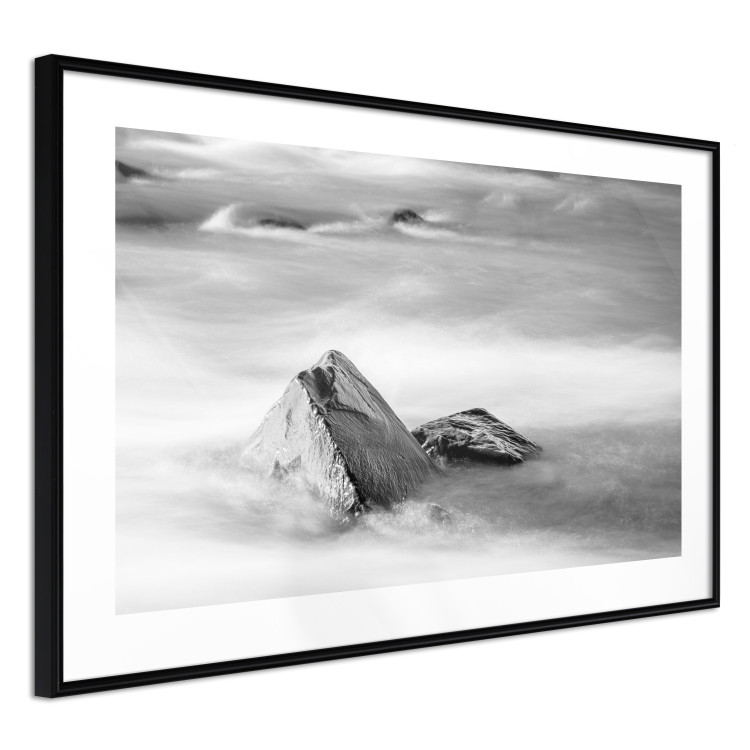 Wall Poster Stone in water - simple black and white seascape 114914 additionalImage 13