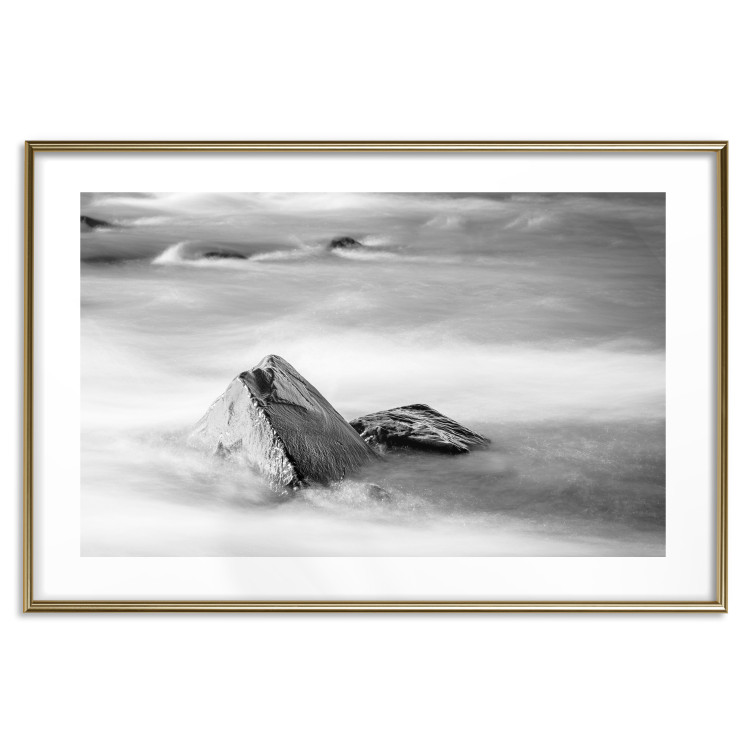Wall Poster Stone in water - simple black and white seascape 114914 additionalImage 16