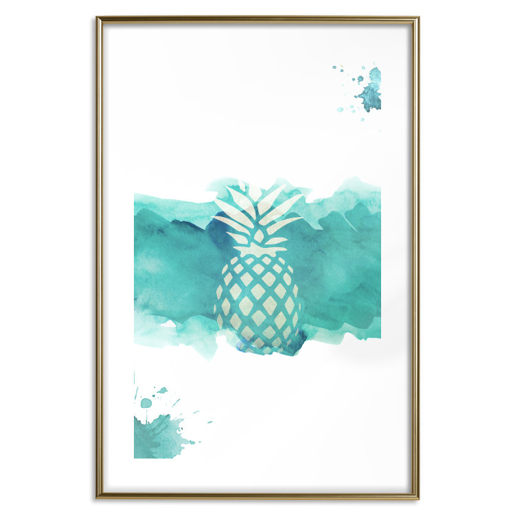 Wall Poster Watercolor Pineapple - composition with tropical fruit in green tones 115314 additionalImage 16