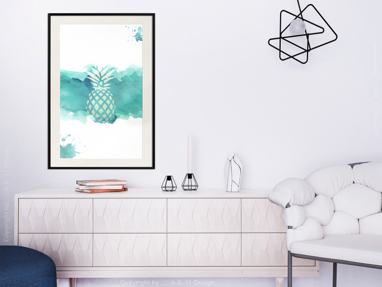Wall Poster Watercolor Pineapple - composition with tropical fruit in green tones 115314 additionalImage 22