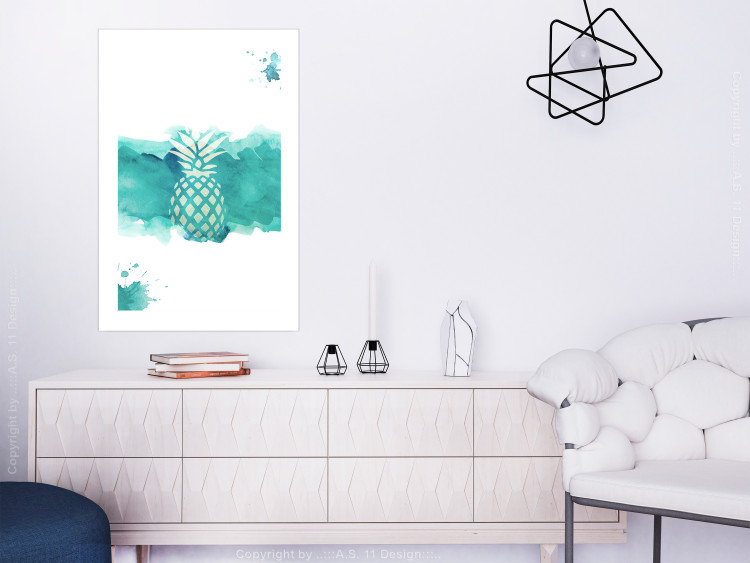 Wall Poster Watercolor Pineapple - composition with tropical fruit in green tones 115314 additionalImage 4