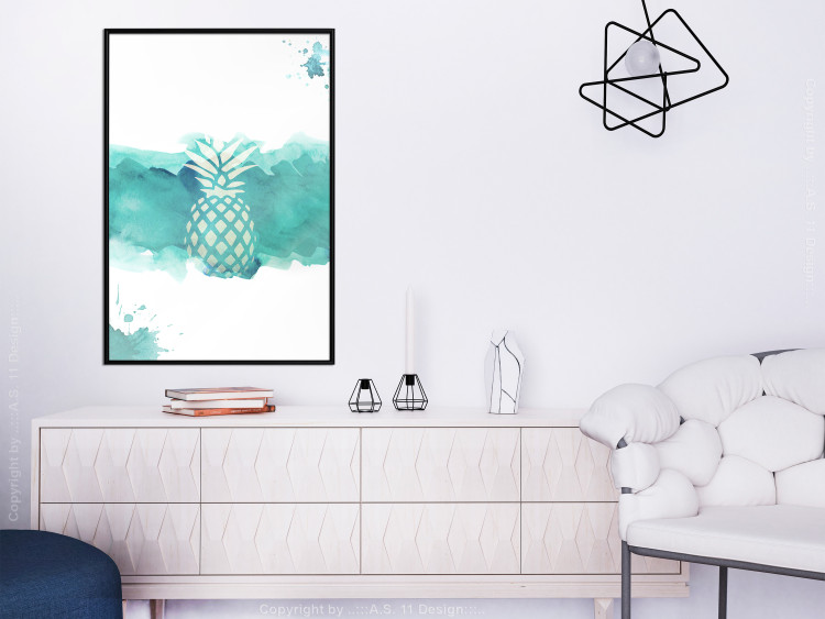 Wall Poster Watercolor Pineapple - composition with tropical fruit in green tones 115314 additionalImage 5