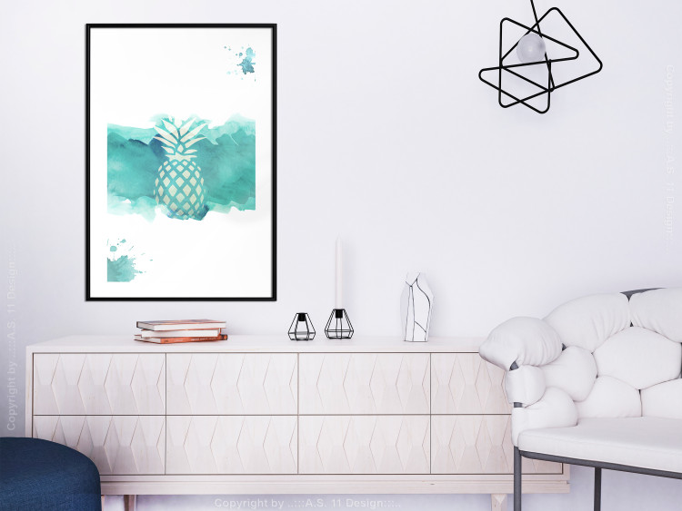 Wall Poster Watercolor Pineapple - composition with tropical fruit in green tones 115314 additionalImage 6