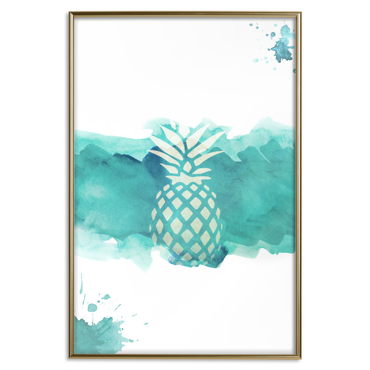 Wall Poster Watercolor Pineapple - composition with tropical fruit in green tones 115314 additionalImage 16