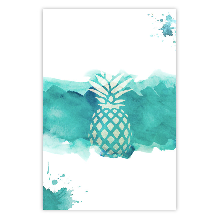 Wall Poster Watercolor Pineapple - composition with tropical fruit in green tones 115314