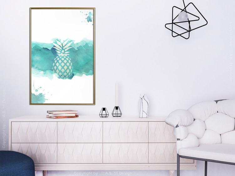 Wall Poster Watercolor Pineapple - composition with tropical fruit in green tones 115314 additionalImage 7