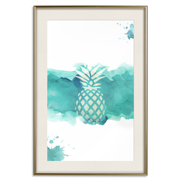 Wall Poster Watercolor Pineapple - composition with tropical fruit in green tones 115314 additionalImage 19
