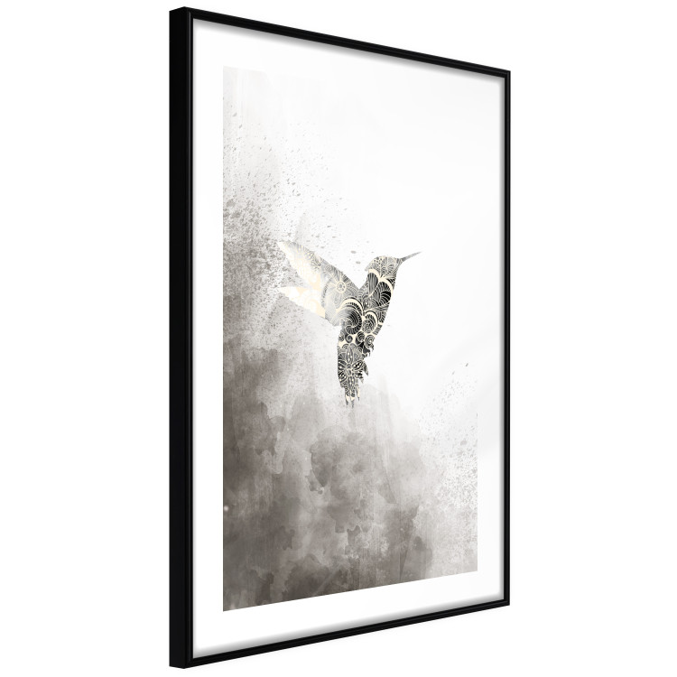 Wall Poster Ethnic Hummingbird - abstraction with a bird in shades of gray 116314 additionalImage 13