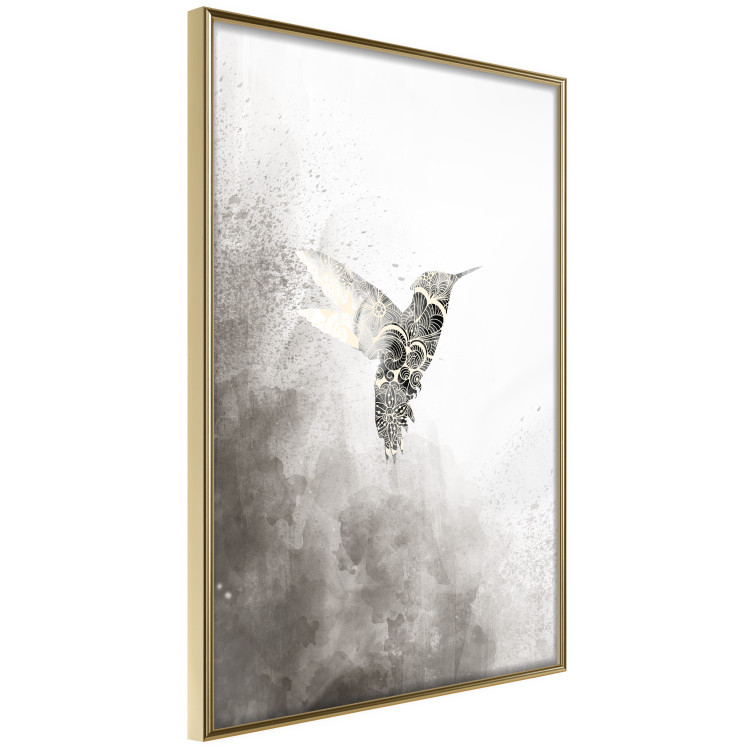 Wall Poster Ethnic Hummingbird - abstraction with a bird in shades of gray 116314 additionalImage 12