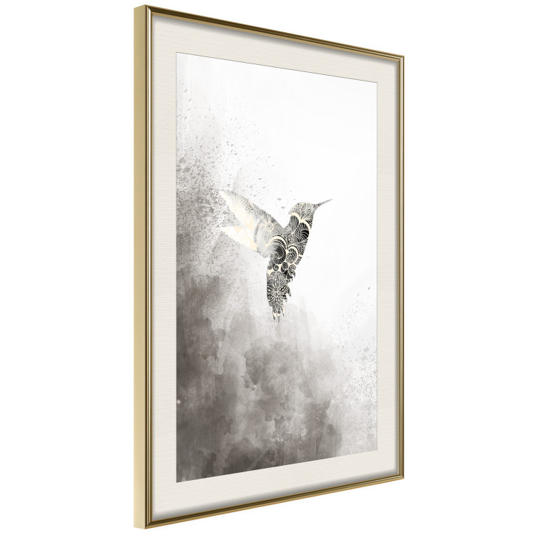 Wall Poster Ethnic Hummingbird - abstraction with a bird in shades of gray 116314 additionalImage 2