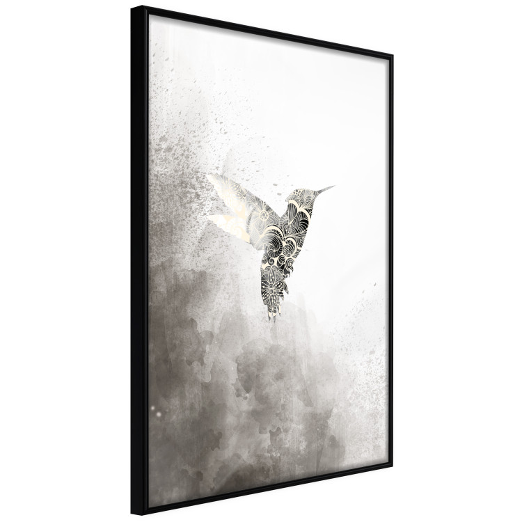 Wall Poster Ethnic Hummingbird - abstraction with a bird in shades of gray 116314 additionalImage 10
