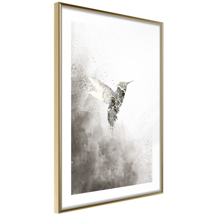 Wall Poster Ethnic Hummingbird - abstraction with a bird in shades of gray 116314 additionalImage 8