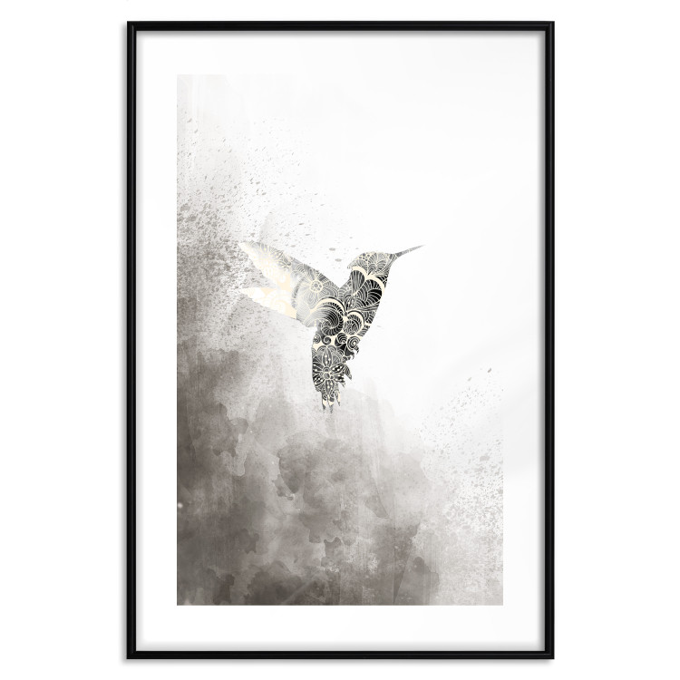 Wall Poster Ethnic Hummingbird - abstraction with a bird in shades of gray 116314 additionalImage 27