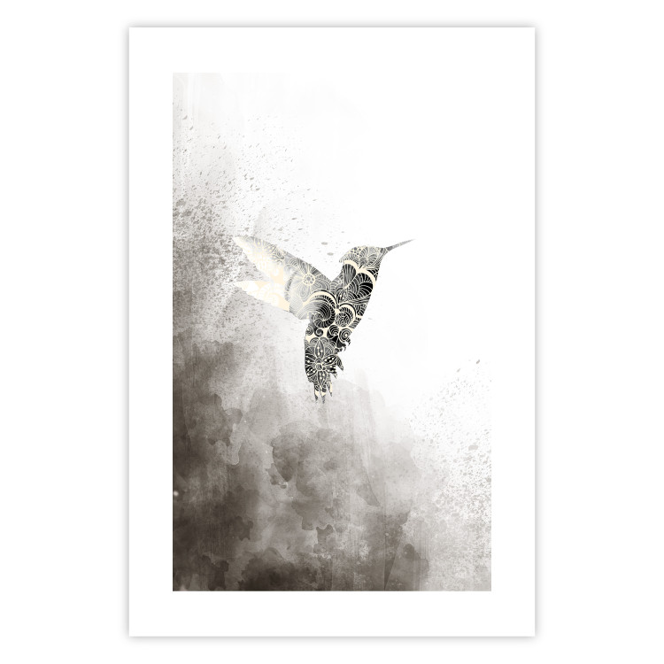 Wall Poster Ethnic Hummingbird - abstraction with a bird in shades of gray 116314 additionalImage 18