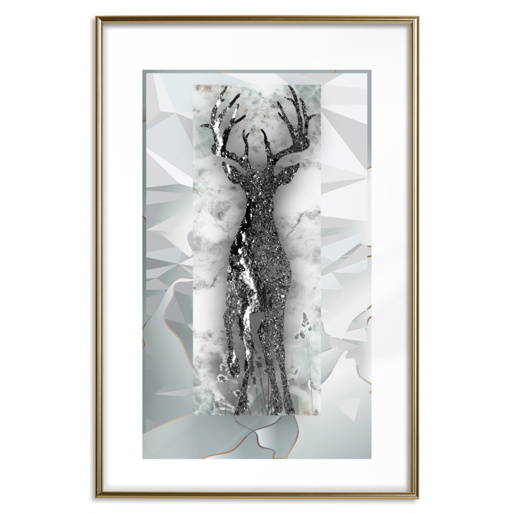 Wall Poster Silver Deer - unique shiny abstraction with animal motif 117014 additionalImage 16