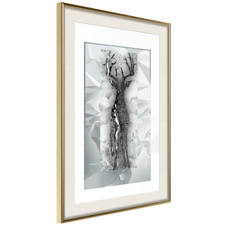 Wall Poster Silver Deer - unique shiny abstraction with animal motif 117014 additionalImage 2