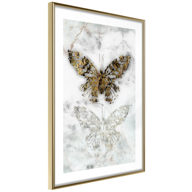 Wall Poster Immortal Butterfly - composition with a golden insect on a marble background 118314 additionalImage 4