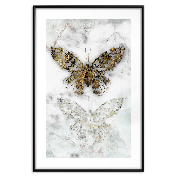 Wall Poster Immortal Butterfly - composition with a golden insect on a marble background 118314 additionalImage 15