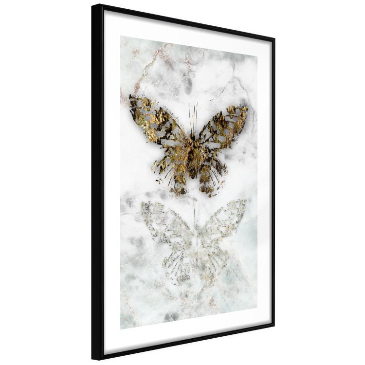Wall Poster Immortal Butterfly - composition with a golden insect on a marble background 118314 additionalImage 2