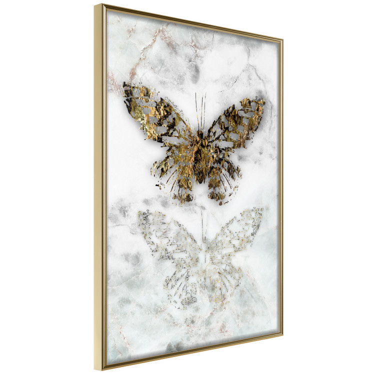 Wall Poster Immortal Butterfly - composition with a golden insect on a marble background 118314 additionalImage 3