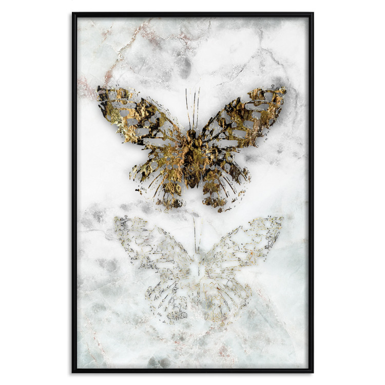Wall Poster Immortal Butterfly - composition with a golden insect on a marble background 118314 additionalImage 18