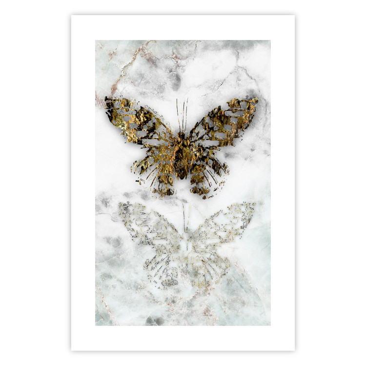 Wall Poster Immortal Butterfly - composition with a golden insect on a marble background 118314 additionalImage 19