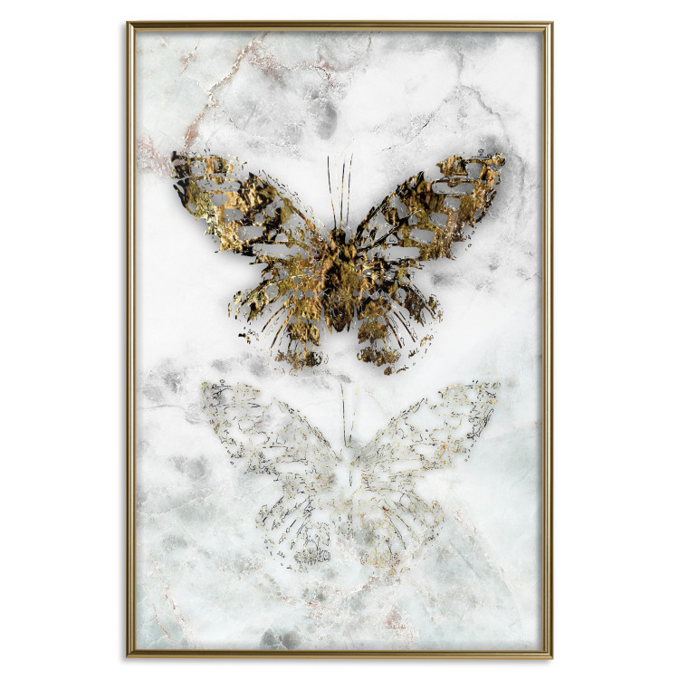 Wall Poster Immortal Butterfly - composition with a golden insect on a marble background 118314 additionalImage 16