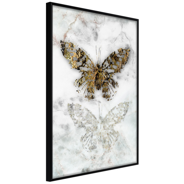 Wall Poster Immortal Butterfly - composition with a golden insect on a marble background 118314 additionalImage 8