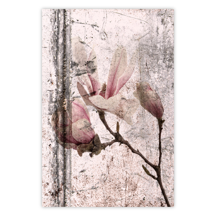 Wall Poster Exquisite Magnolia - plant composition with vintage-style flowers 118614