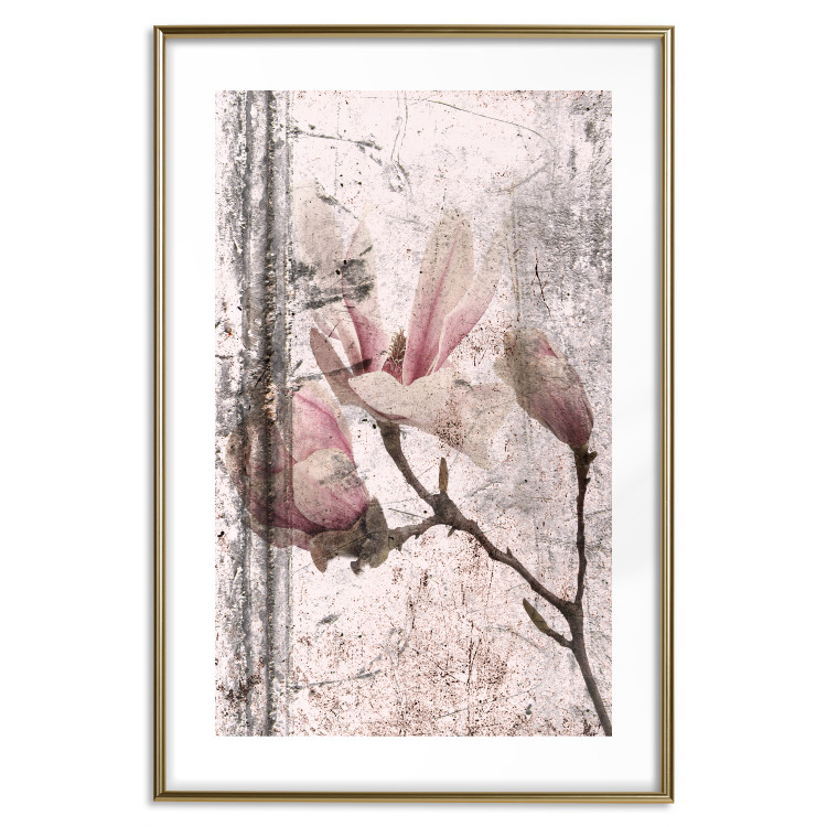 Wall Poster Exquisite Magnolia - plant composition with vintage-style flowers 118614 additionalImage 27