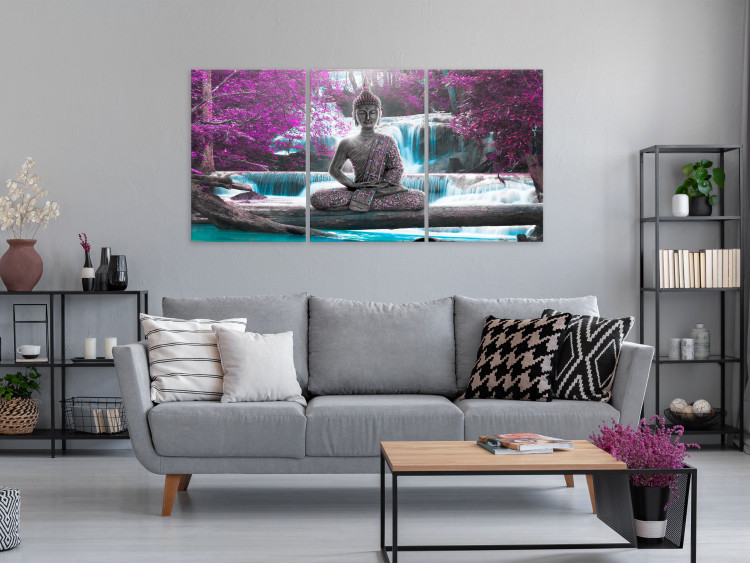 Canvas Buddha and Waterfall (3 Parts) Violet 122214 additionalImage 3