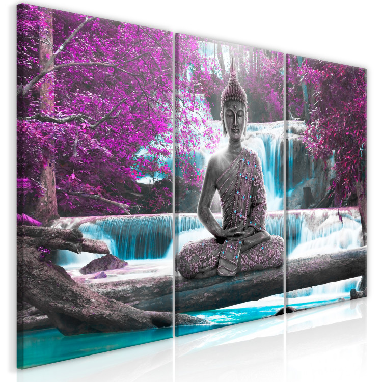 Canvas Buddha and Waterfall (3 Parts) Violet 122214 additionalImage 2