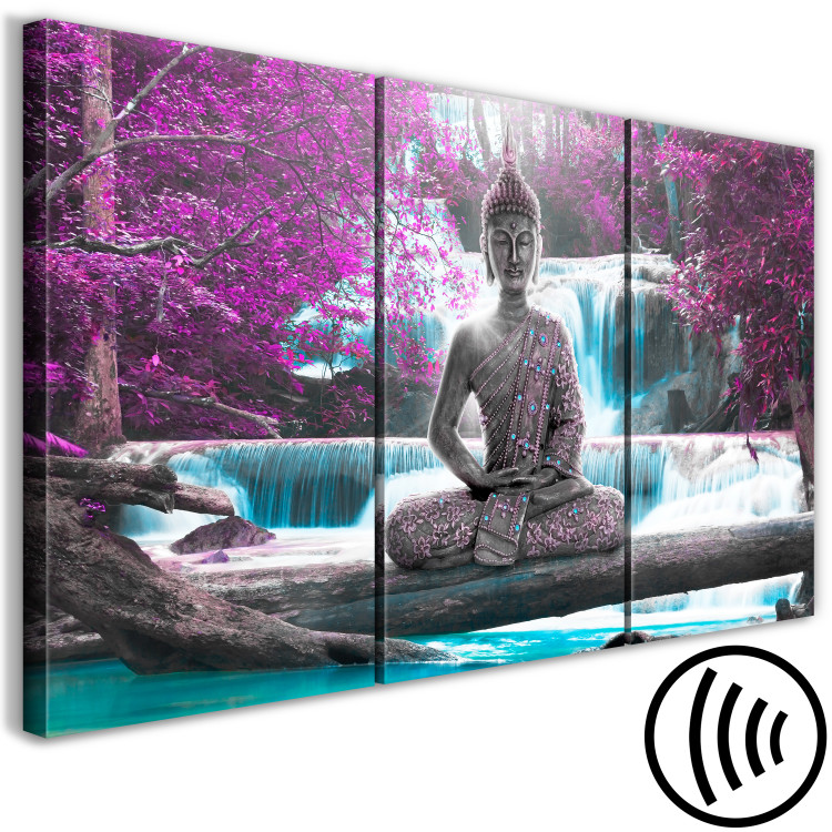 Canvas Buddha and Waterfall (3 Parts) Violet 122214 additionalImage 6
