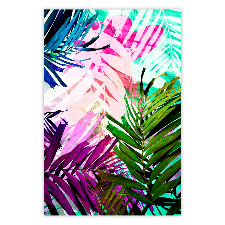 Wall Poster Colorful Rustle - abstract plant motif with colorful leaves 122314