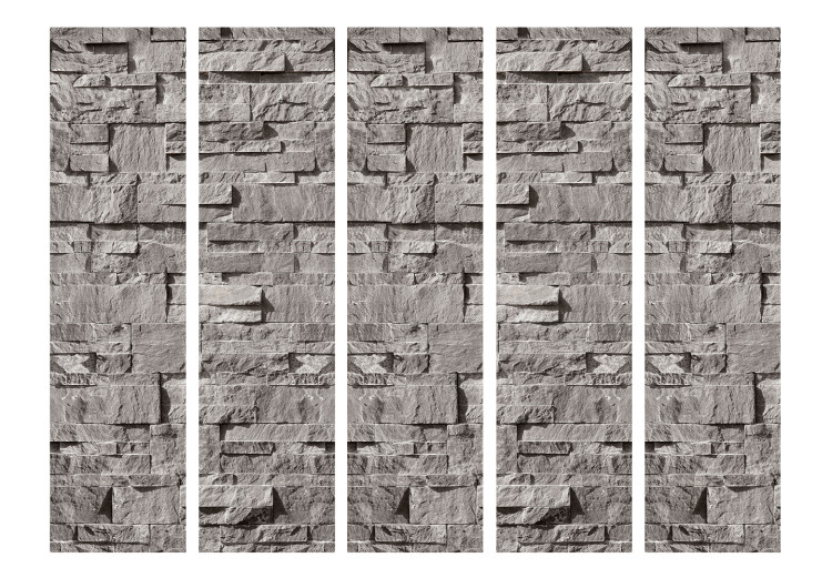Folding Screen Stone Bookmark II - texture of gray bricks in a retro stone style 123014 additionalImage 3