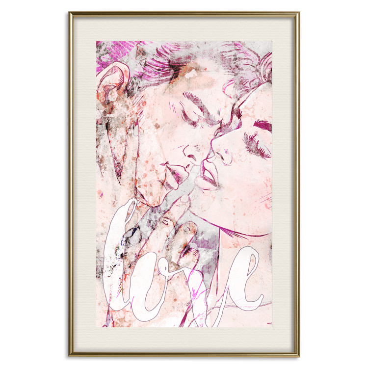 Poster Love from the Billboard - colorful romantic couple and English text 123414 additionalImage 19