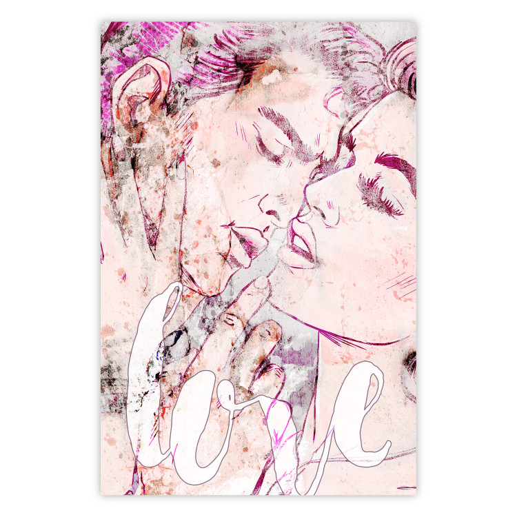 Poster Love from the Billboard - colorful romantic couple and English text 123414
