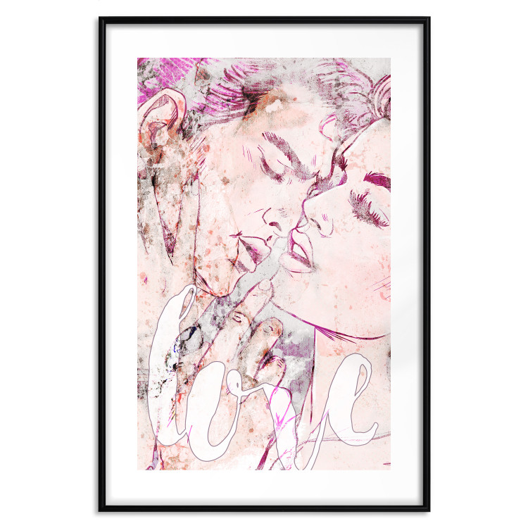 Poster Love from the Billboard - colorful romantic couple and English text 123414 additionalImage 17